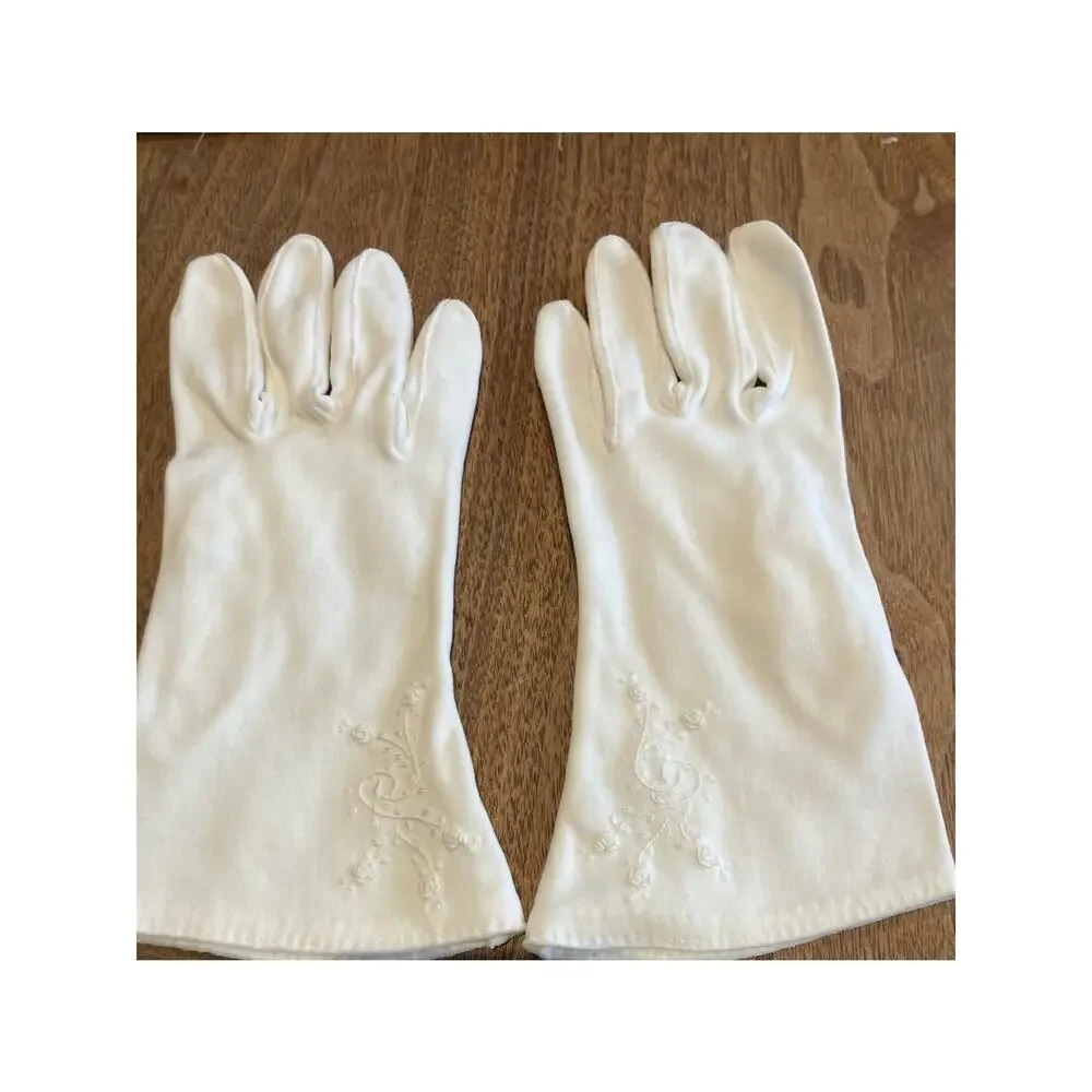 Ladies White Gloves Lot of (3) Vintage Embroidered Regency Tea Party Cotillion‎